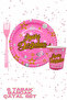 Happy Birthday Written Pink Cardboard Plate Cup Set Birthday Special Day Celebration Ornament - 2