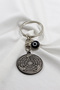 Flat Evil Eye Beaded Black Steel Double Sided Ayetel Kursi Allah Word Felak Nas Ihlas Keychain - 8