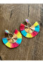 Chunky Multicolor Beach Style Handmade Raffia Earrings