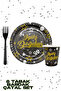 Happy Birthday Written Black Cardboard Plate Cup Set Birthday Special Day Celebration Ornament - 2