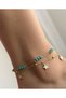 Steel Gold Double Row Blue Beaded Star Anklet -No Tarnishing- - 2