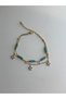 Steel Gold Double Row Blue Beaded Star Anklet -No Tarnishing-