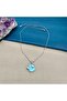 Steel Blue Enamel Heart Sun Silver Necklace - 6