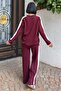 Burgundy Striped Comfortable Knitwear Set 10217 R1-G-K1 - 8
