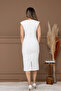 Double Fabric Design Pencil Dress - White - 7