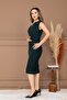 Double Fabric Design Pencil Dress - Emerald Green - 6
