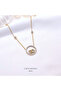 Steel Gold Color Stone Ring Necklace