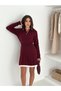 Polo Neck Hair Braided Line Detailed Knitwear Skirt Suit - 7