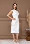 Double Fabric Design Pencil Dress - White - 6