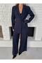 Women's Side Tie Waistband Blazer Jacket Palazzo Pants Two Piece Suit - 3