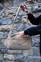 Women's Water Resistant Fabric 5 Compartment Cross Strap Beige School Travel and Shoulder Bag - 6