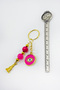 Pink Colored Cluster Beaded Eye Figure Keychain, Gift Keychain - 4