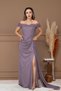 Glitter Fabric Evening Dress with Underwire Detail - Lila