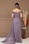Glitter Fabric Evening Dress with Underwire Detail - Lila - 9
