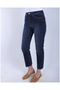 Women's Navy Blue Cut Leg Boy Fit Jean Jeans - 3