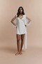 Silky Satin Long Bridal Robe with Pearl Detail Sleeves - 2