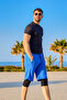 Cobalt Blue Men's Shorts with Reflective Strip, Inner Leggings, Upf50+ Protection S2505-2