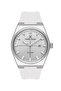 Iconic Metallic Design Men's Wrist Watch with White Silicone Band Calendar