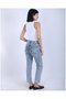 Women's Blue Snow Wash Cut-Off Leg Boy Fit Jean Denim Pants - 8