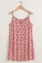 Women's Red Striped Bird Print Nightdress Dress with Strap - Comfortable Cotton Home Wear - 3