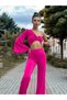 Wide Leg High Waist One Shoulder Crop Suit - 2