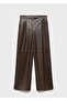 Leather Look Wide Leg Pants - 3