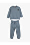 Long Sleeve Crew Neck Hooded Cotton Tracksuit Set