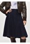 Midi Denim Skirt with Stitching Details