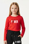 Round Neck Power Printed Girl's Tracksuit Set - 2