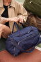 Lorenza Sterling Navy Blue Crinkle Fabric Sports and Travel Bag with Shoe Compartment, Front Pocket and Waterproof Shoulder Strap