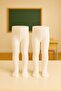 Girl's Cotton Plain Pantyhose White School Socks 2-Piece