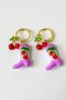Gold Color Boots and Cherry Figured Earrings (Pair) - 2