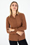 Women's Brown Jacquard Textured Woven Shirt – Chicness up to Plus Size 5XL - 2