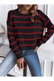 Women's Single Plate White Striped Knitwear Sweater, Striped Sweater Fmoda1500 - 5