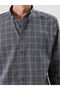 Regular Fit Long Sleeve Plaid Poplin Men's Shirt - 3