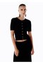 Button Closure Black Knitwear Top