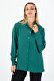 Women's Emerald Green Basic Long Sleeve Button Stylish Shirt - Classic Stylish - 3