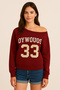 Women's Oywouos 33 Printed Boat Neck New Season Sweatshirt