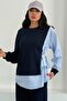 Women's Striped Shirt Detail Side-Tie Long Sleeve Straight Leg Bottom-Top Modal Set - 7