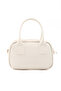 Crinkle Textured Cream Shk217 Bow Faux Leather, Single Compartment, Zippered, Hand, Arm and Shoulder Bag - 3
