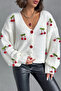 Women's White Cherry Accessory Knitwear Cardigan - 5