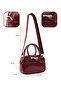 Crinkle Textured Burgundy Shk217 Bow Faux Leather, Single Compartment, Zippered, Hand, Arm and Shoulder Bag - 4