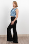 Women's Summer Blue Denim Gabardine Ripped Print Look Short Vest Stylish Daily Comfortable 9131 - 7