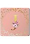 2 Pack Designer Leather Coasters Mat for Beverage Drinks- Custom Monogram Initial Letter F