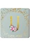 2 Pack Designer Leather Coasters Mat for Beverage Drinks- Custom Monogram Initial Letter F