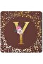 Stylizeed 2 Pack Designer Leather Coasters Mat for Beverage Drinks - Custom Monogram Initial Letter