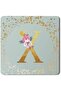 2 Pack Designer Leather Coasters Mat for Beverage Drinks - Custom Monogram Initial Letter