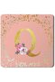 2 Pack Designer Leather Coasters Mat for Beverage Drinks - Custom Monogram Initial Letter