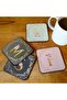 2 Pack Designer Leather Coasters Mat for Beverage Drinks - Custom Monogram Initial Letter - 5