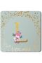 2 Pack Designer Leather Coasters Mat for Beverage Drinks- Custom Monogram Initial Letter F